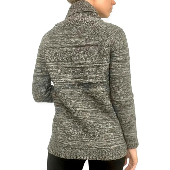 Aritzia TNA Lambswool Cowichan Zip Up Chunky Knit Sweater Heather Gray XXS - Picture 3 of 16